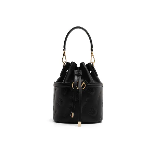 DILAKS Корова Кожа Ведрообразная Сумка Сумка через плечо Сумка Маленькая Женская Черная