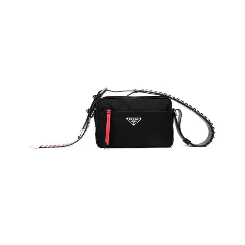 PRADA Ткань Маленькая Квадратная Сумка Сумка через плечо Женская Черная