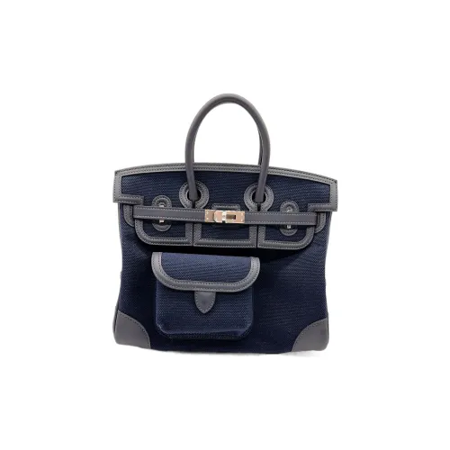 HERMES Birkin Cargo Canvas Swift Leather Birkin Canvas Bag Canvas Bag Canvas Bag Unisex Marine Blue Marine Blue