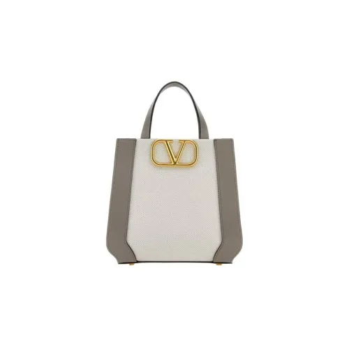 Valentino Vlogo Холст и Кожа Сумка через плечо Сумка Маленькая Женская Бежевая Тауповая