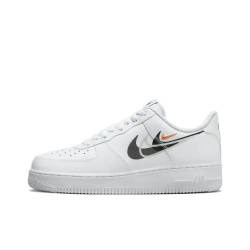 Nike Air Force 1 'MULTI Swoosh' Slip-resistant Shock Absorbers Low Top Skateboard Shoes Men's White Black Найк Эйр Форс 1 'MULTI Swoosh' Противоскользящие амортизаторы Низкие кеды для скейтбординга Мужские Белый Черный