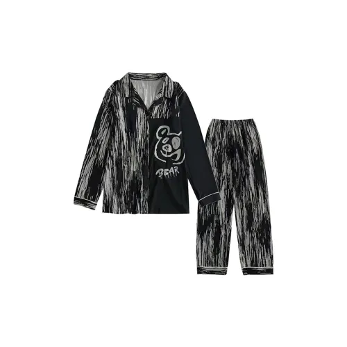 Xiang Ning Pai Винтажный черный Унисекс Пижамные комплекты