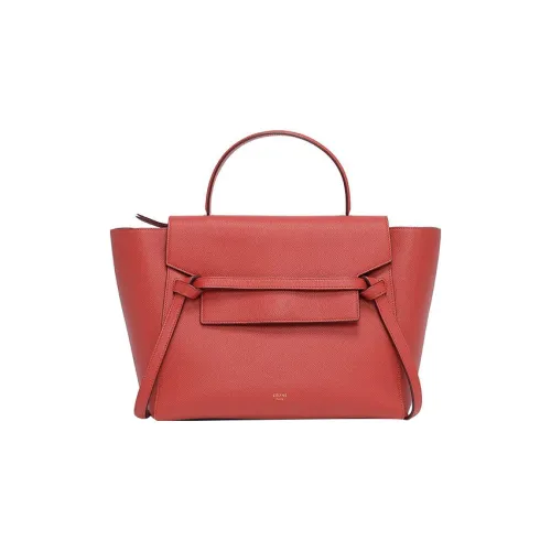 CELINE Ремень из крупнозернистой текстуры коровьей кожи сумка с боковыми вставками портативная сумка через плечо женская сумка Candy Color Лиса красный