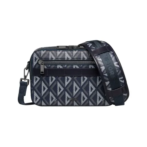 DIOR Холст с кожей Детали Курьерская сумка Сумка через плечо Сумка на плечо Мужская Морской синий