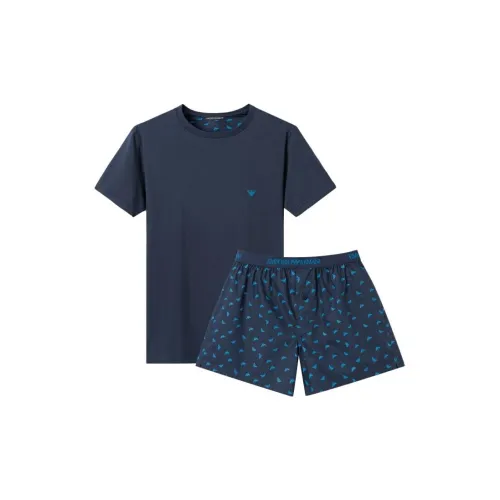 EMPORIO ARMANI Темно-синий синий мужской пижамный комплект