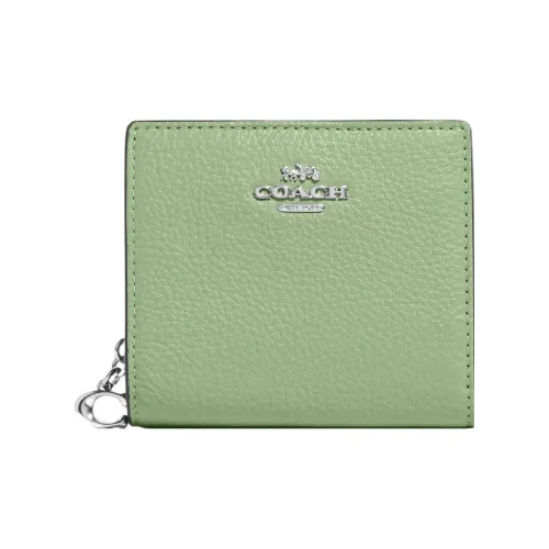 COACH Snap Wallet Кожа Держатель для карт кошелек Мини Женский Травяной зеленый