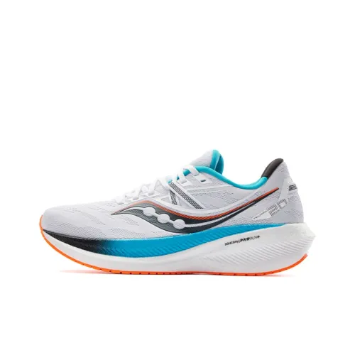Saucony Triumph 20 Амортизация Противоскользящий Легкий Низкий Топ Тренировочные Беговые Кроссовки Унисекс Белый Синий и Оранжевый