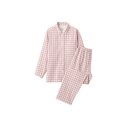 Muji Розовая клетка Женские комплекты пижам