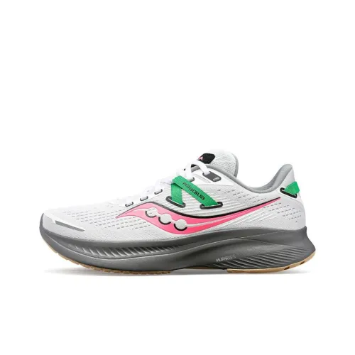 Saucony Guide 16 Амортизаторы Shock Absorbers Противоскользящие Устойчивые к истиранию Дышащие Низкие Беговые кроссовки Женские Белые Розовые