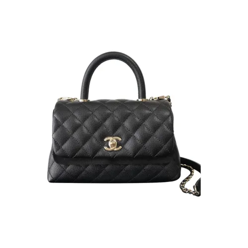 CHANEL Coco Handle с рельефной телячьей кожей и золотым металлом сумка через плечо маленькая сумка женская черная