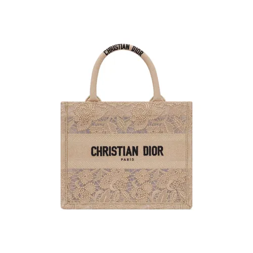 DIOR BookTote Вышивка Сумка-тоут Сумка для покупок Сумка Маленькая Женская Бежевая