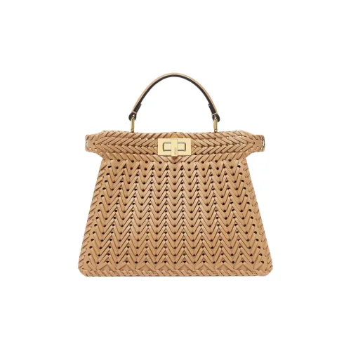 FENDI Peekaboo ISeeU Кожа Сумка через плечо Сумка Маленькая Женская Коричневая