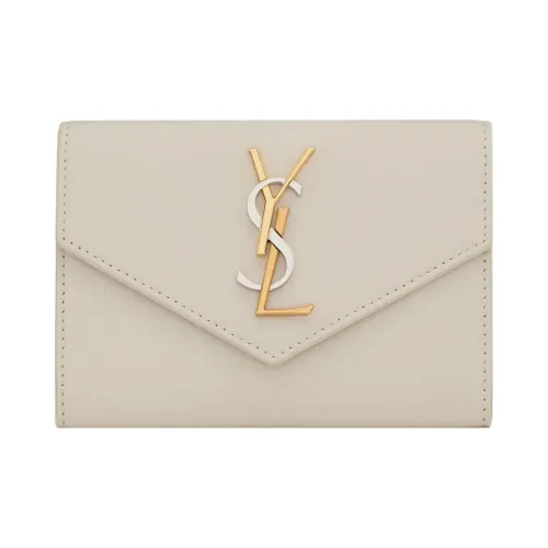 SAINT LAURENT Cassandre Гладкая кожа Конверт Сумка Кошелек Маленький Женская Белая