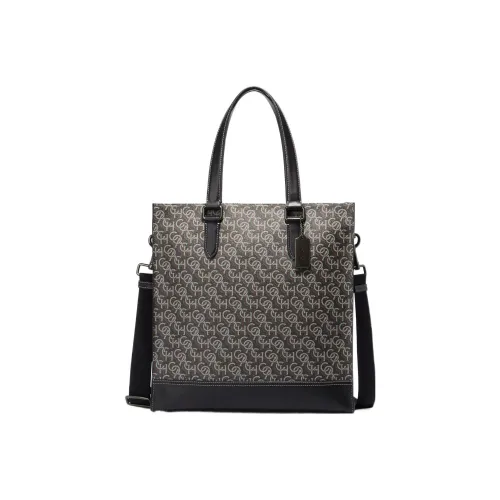 COACH Graham Коровья кожа Тоут Сумка Сумка для покупок Сумка через плечо Сумка Большая Мужская Черная