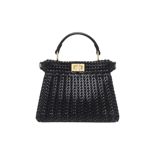 FENDI Peekaboo ISeeU Кожа Сумка через плечо Сумка Экстра маленькая Женская Черная