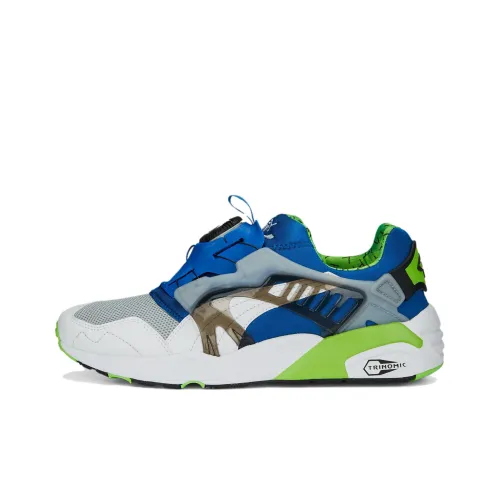 PUMA Disc Blaze Slip-resistant Abrasion-resistant Low Top Casual Running Shoes Unisex White Blue Green PUMA Disc Blaze Противоскользящий Устойчивый к истиранию Низкий Топ Повседневные Беговые Кроссовки Унисекс Белый Синий Зеленый