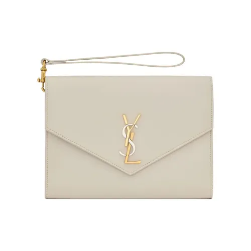 SAINT LAURENT Cassandre Гладкая кожа Конверт Сумка Клатч Женская Белая