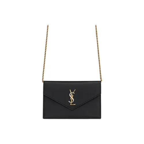 SAINT LAURENT Гладкая кожа Конверт Сумка Кошелек Сумка через плечо Сумка на плечо Женская Черная