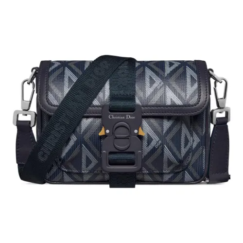 DIOR Hit The Road Холст с гладкой коровьей кожей клатч сумка через плечо мини мужской морской синий