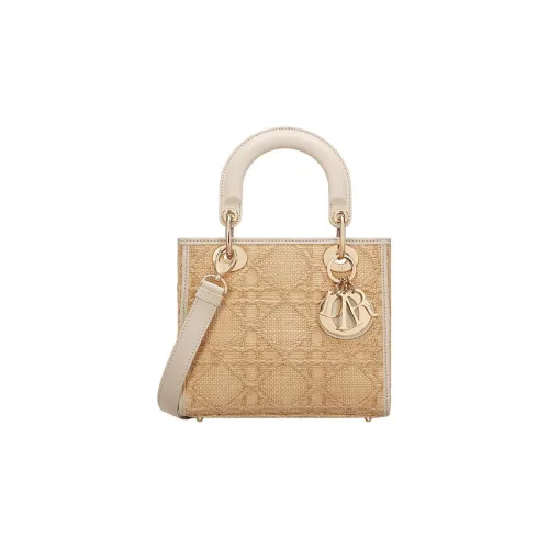 DIOR LADY D Лайт Рафия с Телячья кожа Комбинированный Сумка Lady Dior Сумка через плечо Сумка Маленькая Женская