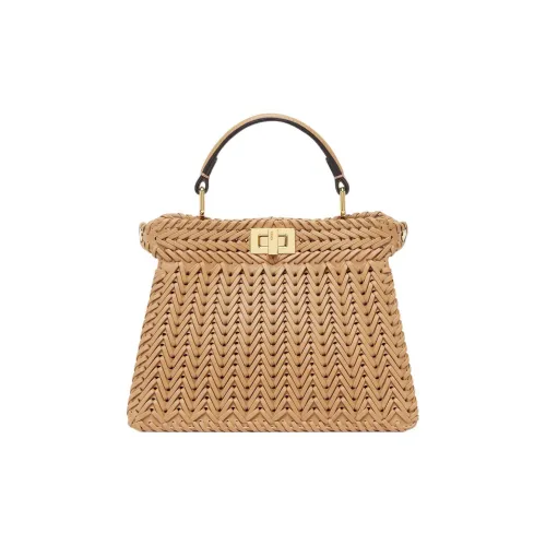 FENDI Peekaboo ISeeU Кожа Сумка через плечо Сумка Экстра маленькая Женская Коричневая