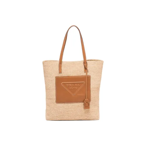 PRADA Солома And Прутья ивы Тоут Сумка Сумка для покупок Сумка на плечо Сумка Женские Коричневый