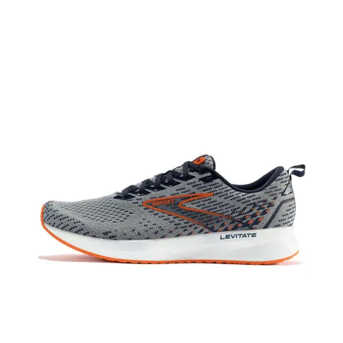 Brooks Levitate 5 Slip-Resistant Abrasion-Resistant Low-Top Беговые кроссовки Мужские Серый Оранжевый