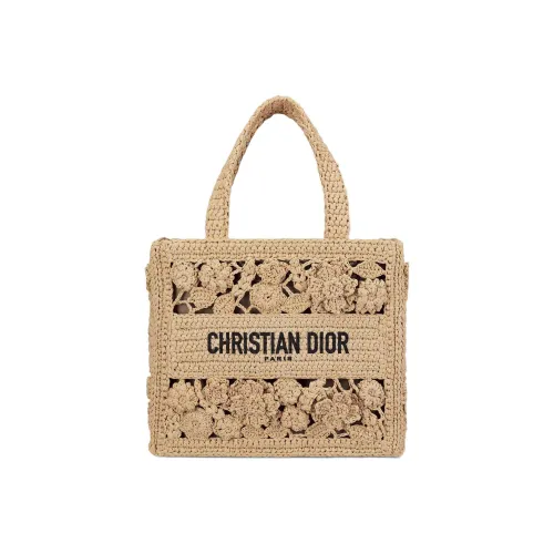 DIOR BookTote Рафия Трава Тоут Сумка Сумка для покупок Сумка Маленькая Женская Естественная