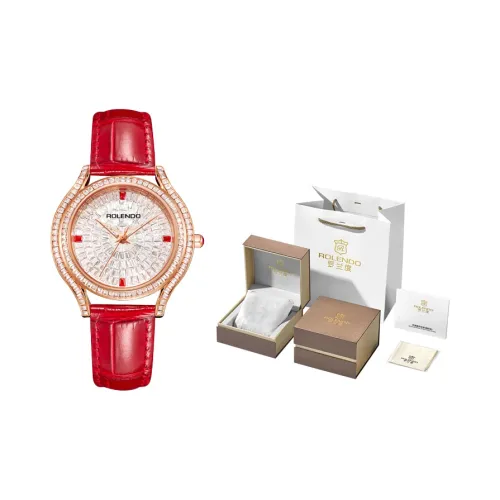 ROLENDO R Gypsophila Collection Кварцевый механизм Естественная кожа Ремешок Часы Женские Серебристый циферблат