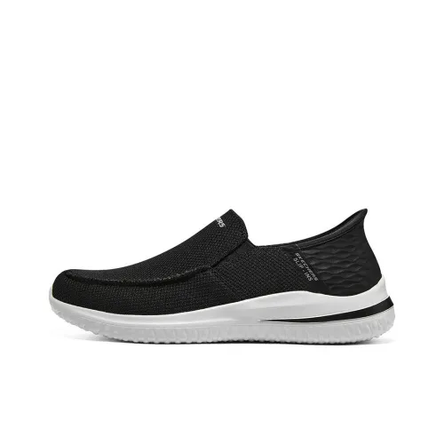 Skechers Delson 3,0 Hands Бесплатно Slip ins Низкий Топ Повседневный Мужской Черный Белый