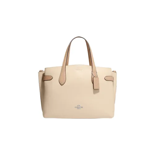 COACH Hanna Pebble Кожа Тоут Сумка Сумка для покупок Сумка через плечо Сумка Большая Женская Слоновой кости Серый