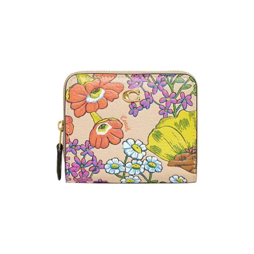 COACH Кошелек Billfold Wallet Полированная песчаная кожа Монетница Держатель для карт Кошелек Мини Женский Многоцветный