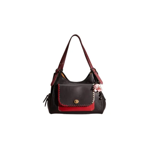 COACH Lori Кожа Контроллер Плечо Сумка Сумка Сумка через плечо Большая Женская Черная