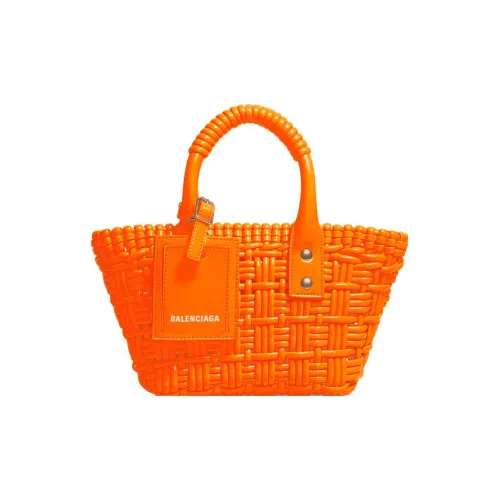 Balenciaga Bistro Искусственная кожа Корзинка-сумка Переносная Сумка через плечо Экстра маленькая Женская Апельсин