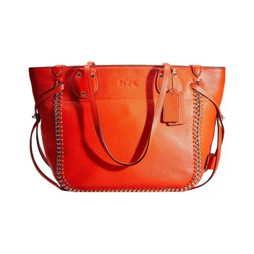 COACH Tatum Pebble Кожа Сумка-тоут Сумка для покупок Сумка на одно плечо Большая Женская Апельсин