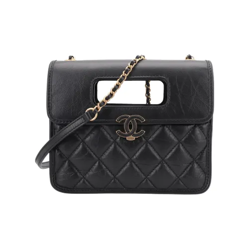 CHANEL 23P SS Коровья кожа Вечерняя сумка Портативная сумка через плечо Сумка на плечо Женская Черная