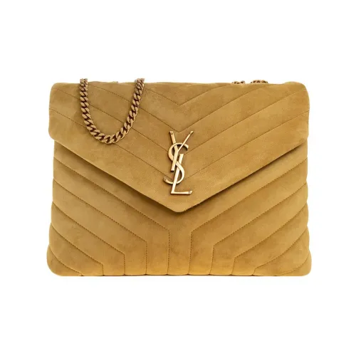 SAINT LAURENT LOULOU Замша с Телячьей Кожей Портативная Сумка через плечо Сумка на плечо Средняя Женская Желтая