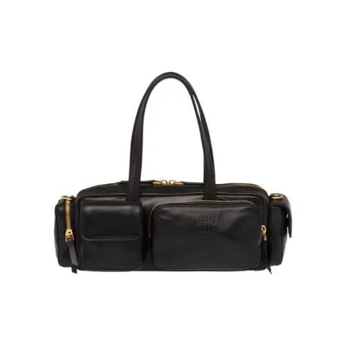 MIU MIU Soft Sheep Leather Biker Bag Handbag Shoulder Bag Crossbody Bag Women's Black