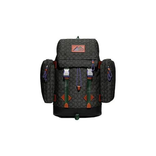 COACH ICONIC Жаккард Телячья кожа Путешественная сумка Рюкзак Большой Мужской Черный