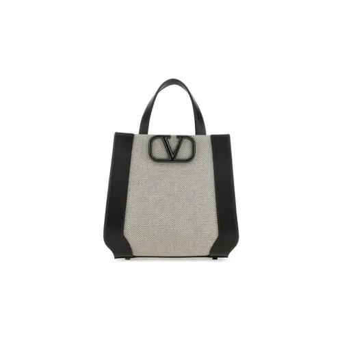 Valentino Vlogo Холст и Кожа Сумка через плечо Сумка Маленькая Женская Серого цвета