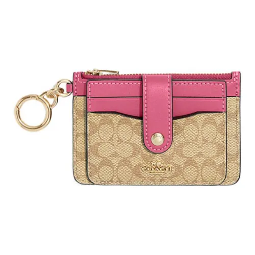 COACH Card Case с коровьей кожей кошелек держатель для карт женский хаки и розовый