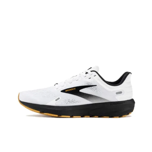 Brooks Launch 9 Slip-resistant Abrasion-resistant Low Top Casual Running Shoes Men's White Black Брэдс Launch 9 Противоскользящий Устойчивый к истиранию Низкий Топ Повседневные Беговые Кроссовки Мужские Белый Черный