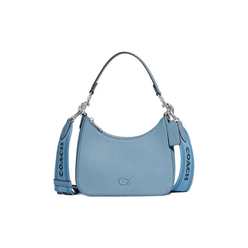 COACH Hobo Canvas Leather Crossbody Bag Shoulder Bag Medium Women's Blue