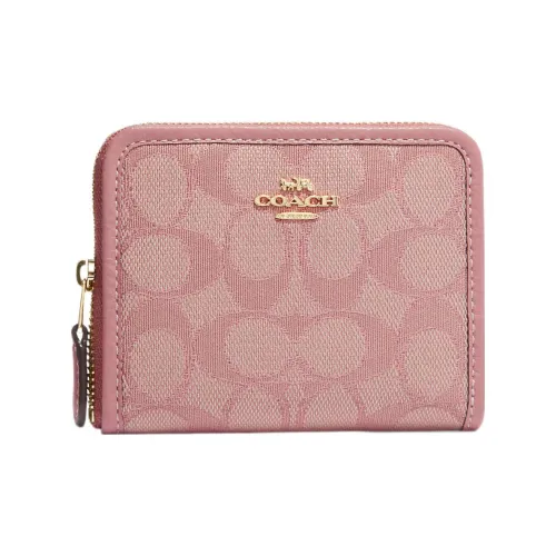 COACH Zip Around Галечная кожа Мелочь Кошелек Держатель для карт кошелек Женские Розовый