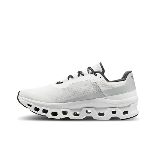On Cloudmonster Slip-resistant Breathable And Resilient Low Top Long-Distance Running Shoe Men's Unbleached White
