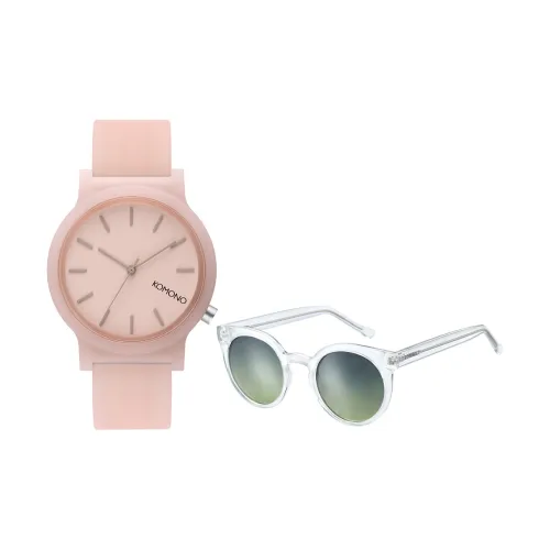 KOMONO Наручные часы кварцевый механизм без ремня розовый циферблат женские часы