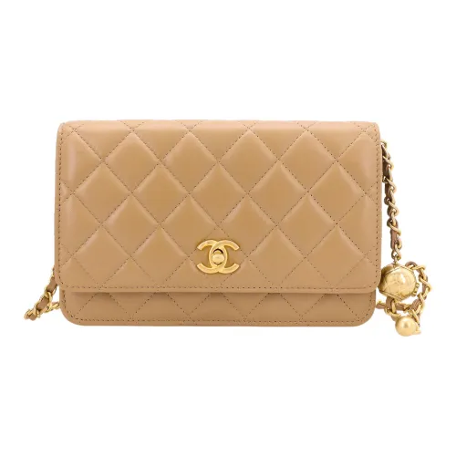CHANEL WOC Smooth Lambskin Crossbody Bag Small Women's Beige