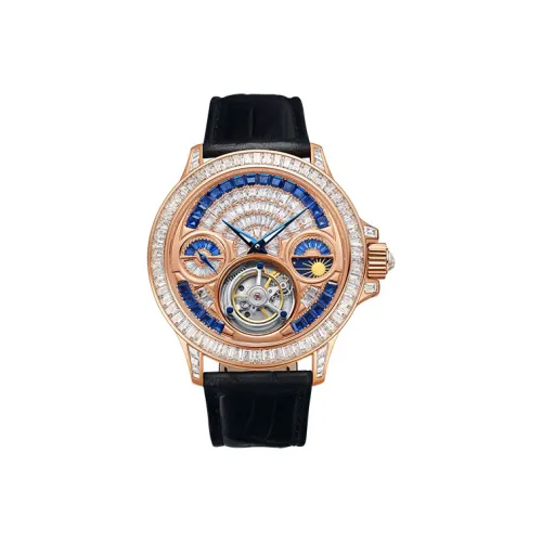 TIELBO Radiant Collection Автоматический Механический Механизм Естественная Кожа Ремешок Часы Мужские Часы Синий Циферблат T806 R