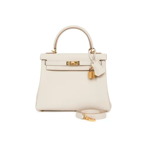 HERMES Kelly Коровья кожа Togo Сумка Kelly Сумка через плечо Сумка Женская Milkshake Белый