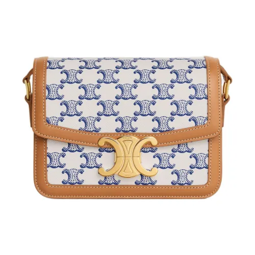 CELINE Triomphe Холст и Кожа Сумка через плечо Сумка Сумка через плечо Сумка через плечо Женская Синяя